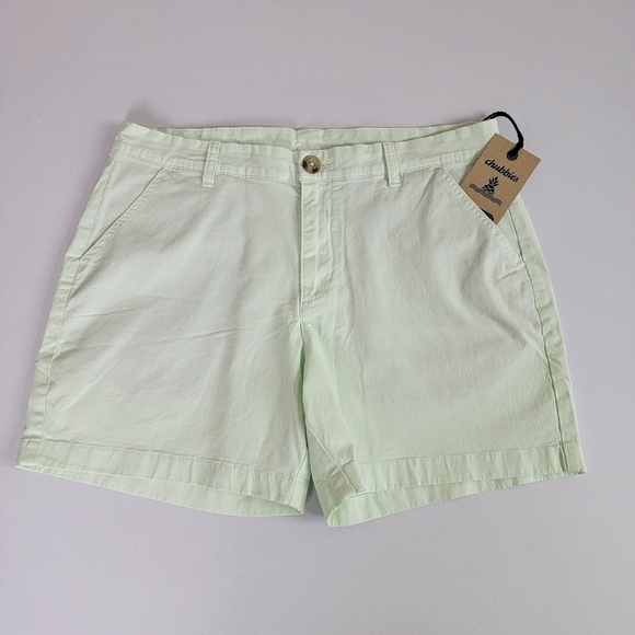 Chubbies The Sea Foams Green 5.5" Flat Front Stretch Twill Shorts Sz 34 NEW - Picture 2 of 14